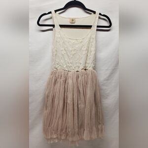 Beautiful Boho Cream and Pink Sleeveless Dress